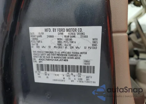 2010 Mercury Mariner Premier из США, поврежденный, VIN 4M2CN8HG1AKJ07489